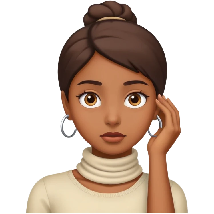 Brown skin girl holding neck rolling eyes back emoji