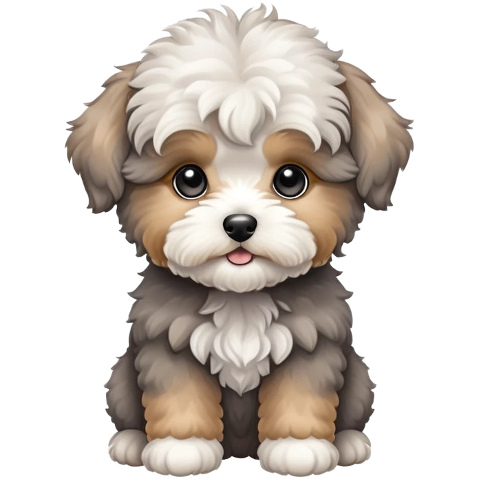 Grey  cute maltipoo puppy emoji