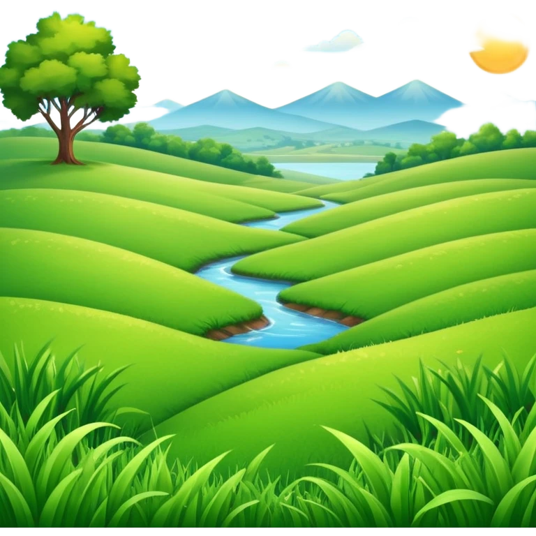 sunny landscape with green grass and blue sky emoji