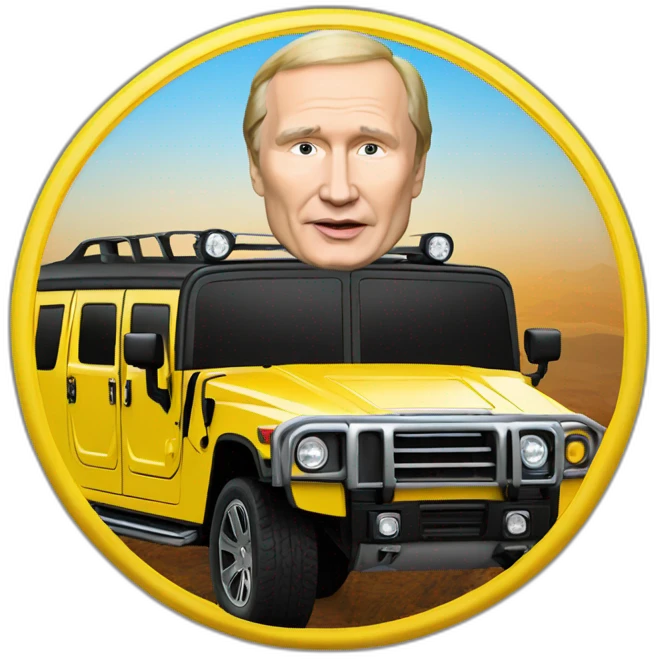 Vladimir Poutine in a Hummer h1 emoji