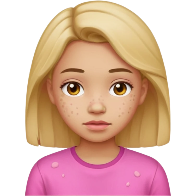 Chica con camisa rosada y granos en la cara emoji