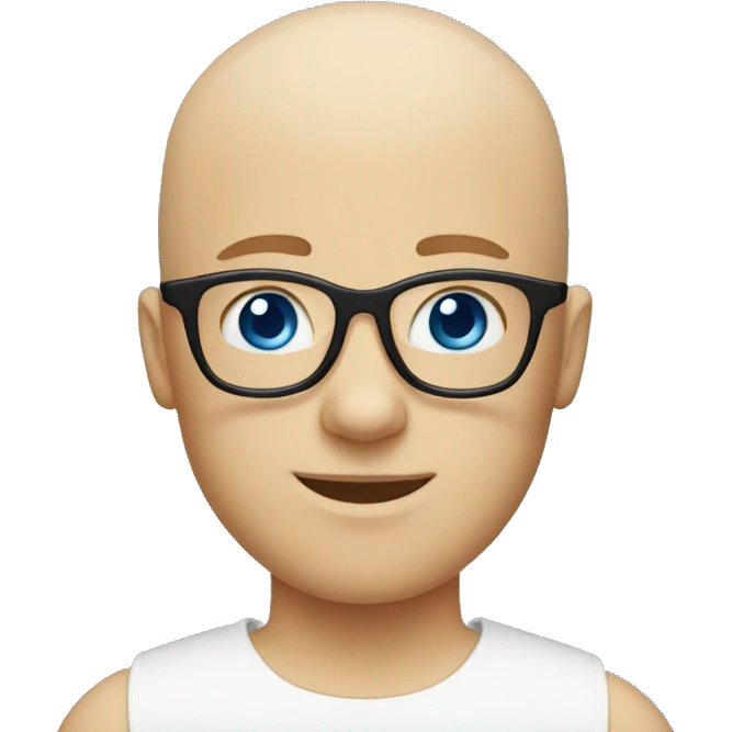 bald white lifeguard wearing glasses blue eyes emoji