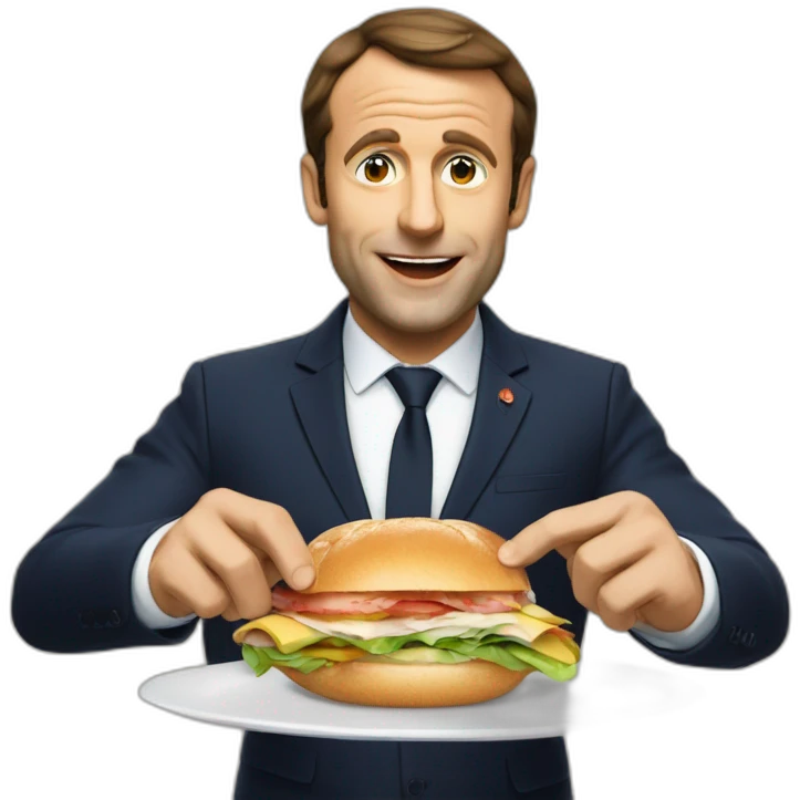 Macron qui mange un sandwich emoji