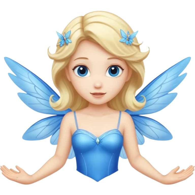 Flying blue fairy with blonde hair emoji