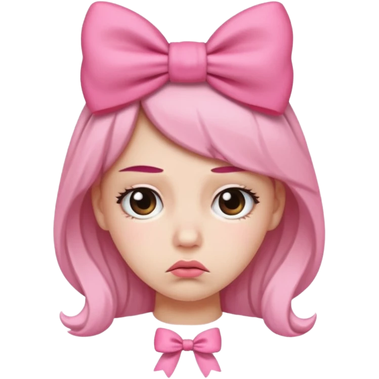 Pouting face emoji with pink bow on head emoji