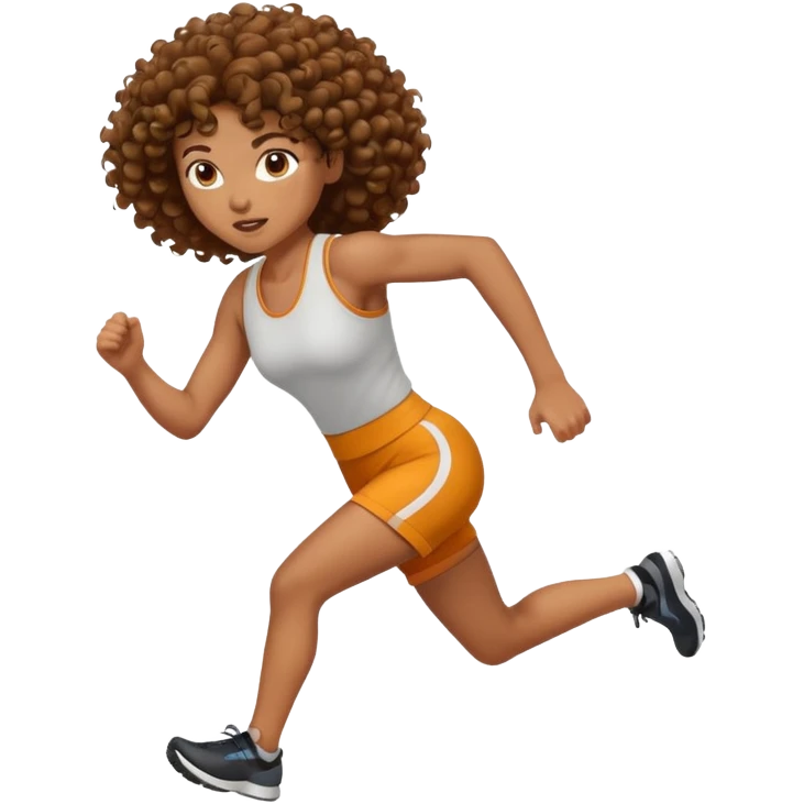 Treino de corrida mulher morena de cabelos cacheados emoji