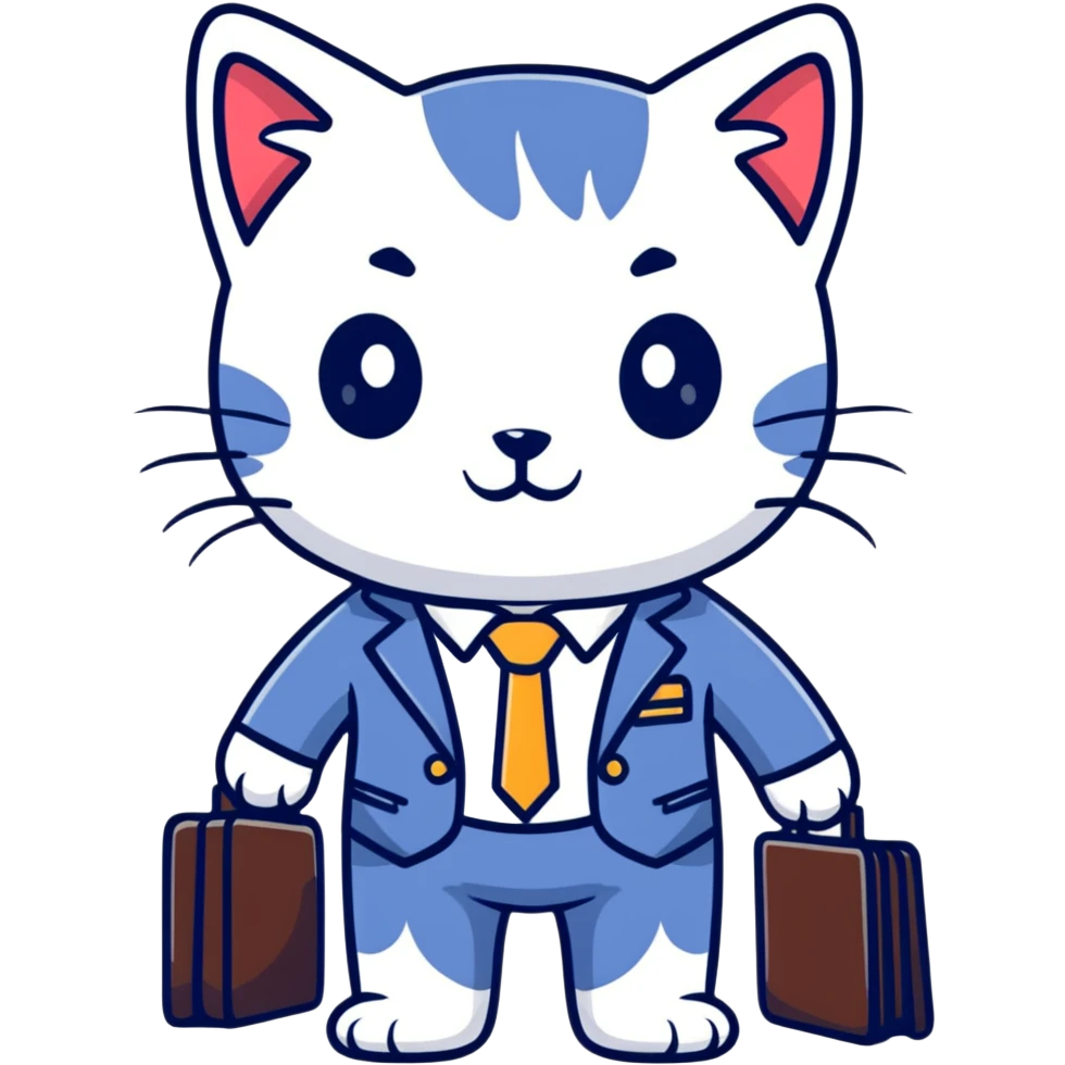 kitten in a suit holding a briefcase emoji
