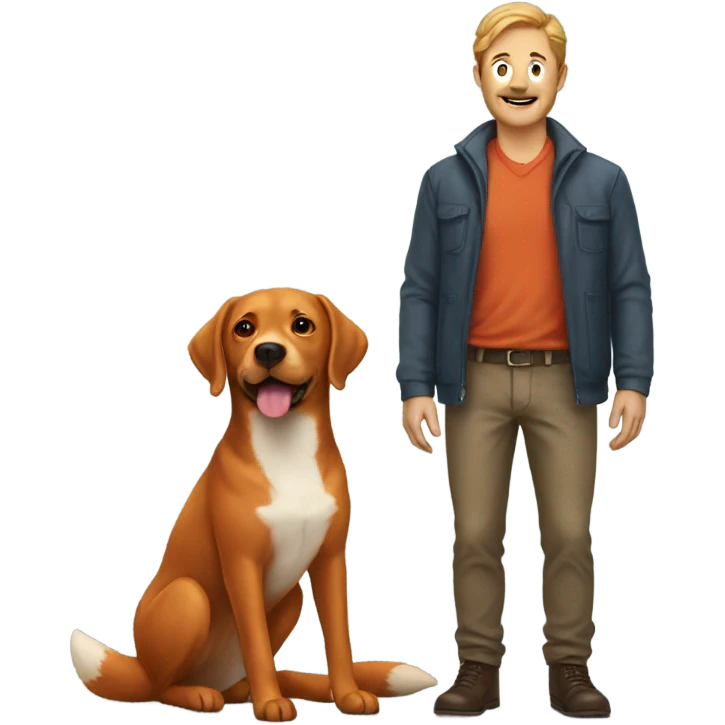  man and fox red labrador emoji