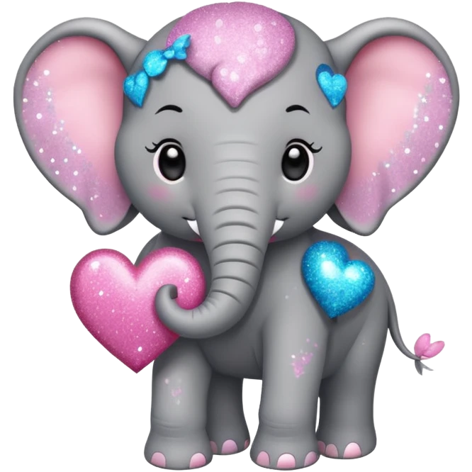 Elephant with glitter heart  emoji