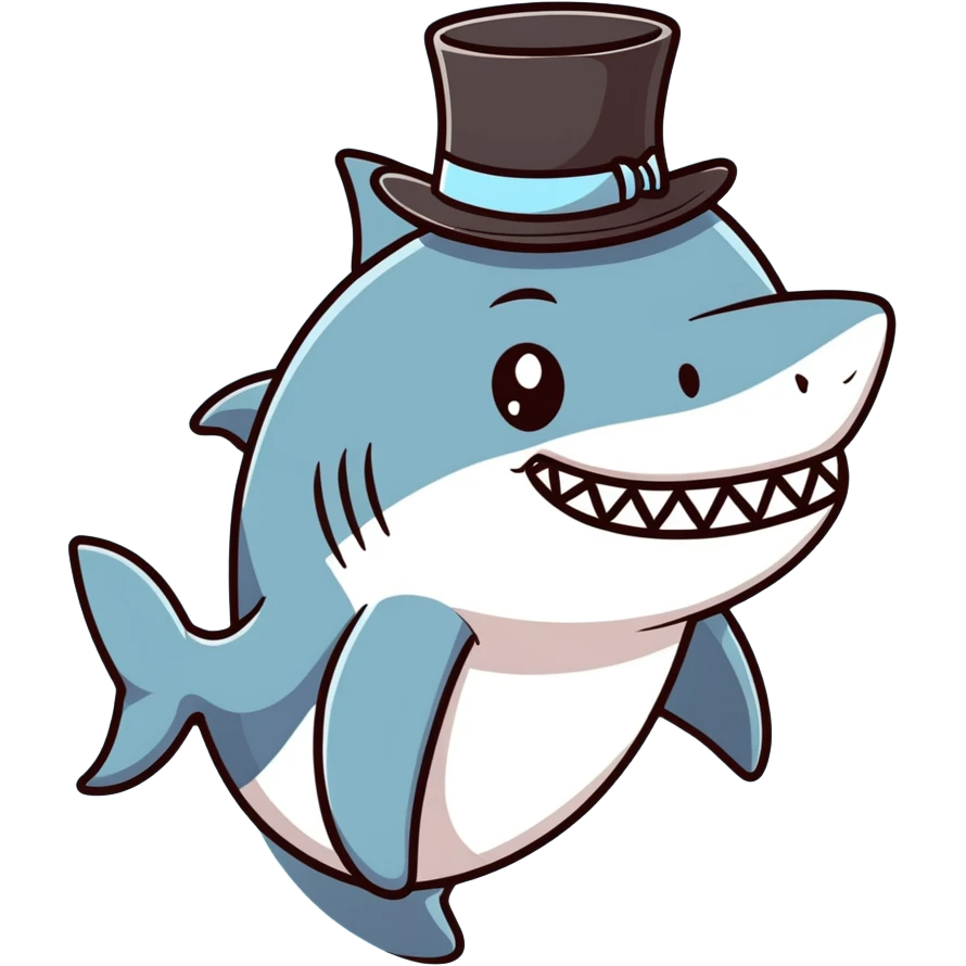 Shark with a top hat emoji