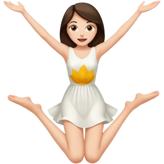 Brunette woman with legs spread wide in the air emoji