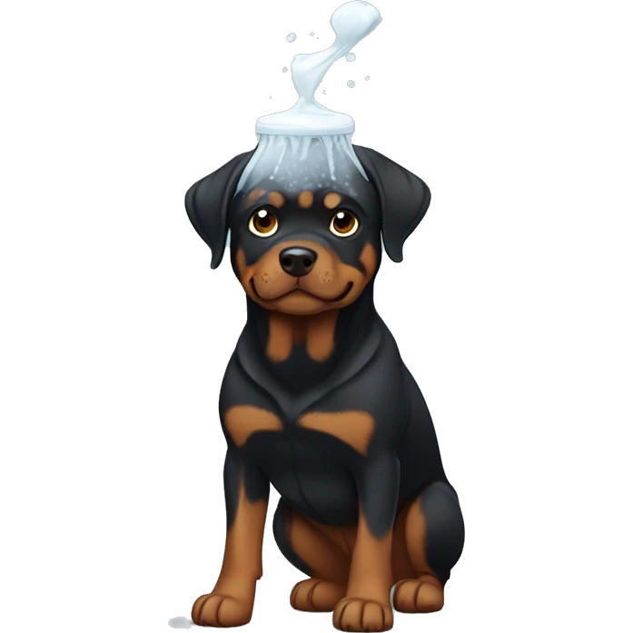 Rottweiler with Shampoo on his head  emoji