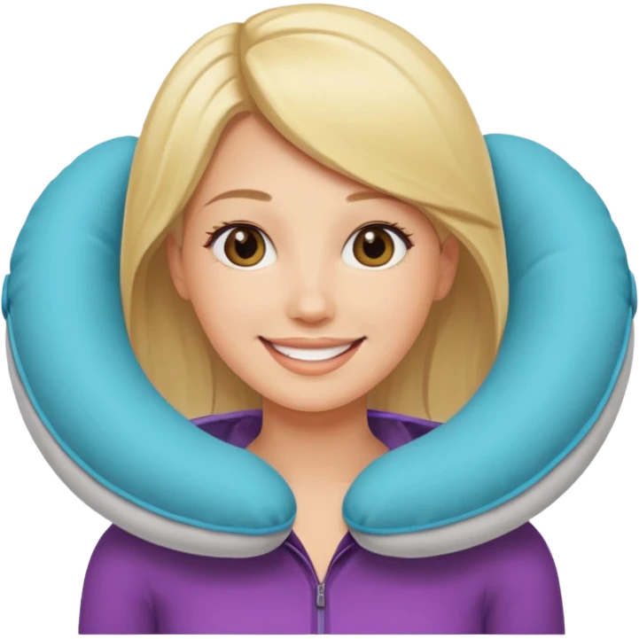 blonde woman using travel pillow  emoji