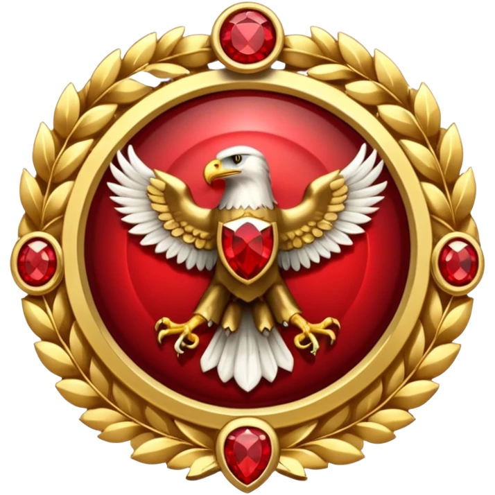 Bicephalous Eagle crest / brosch in a cirkel without background and with red gem emoji