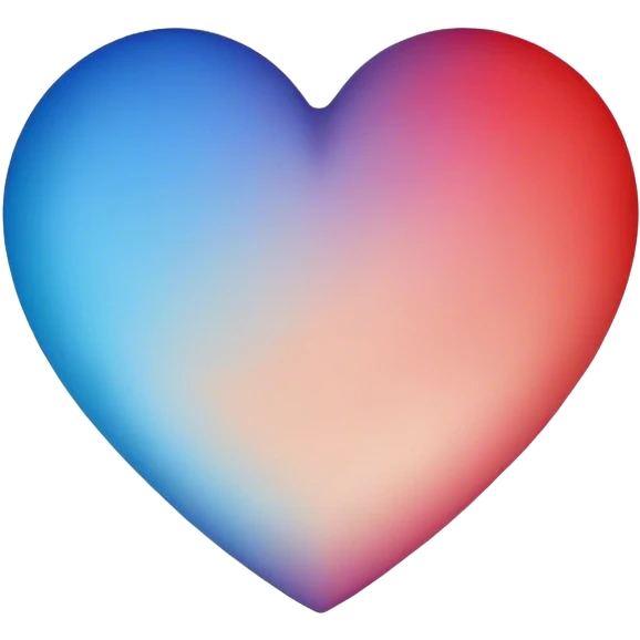 A heart emoji that has a color gradient red top and blue bottom emoji