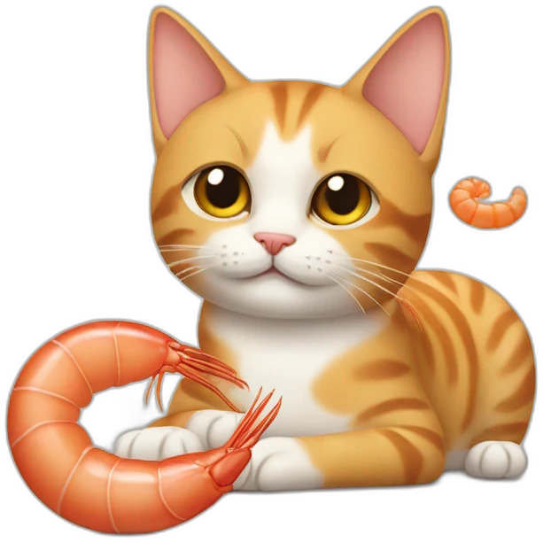 Cat with shrimp emoji