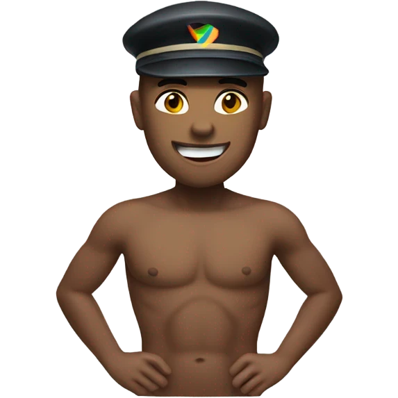 a gay dude wearing a visor and a spedo emoji
