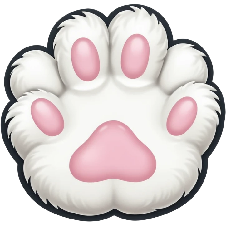 white cat fluffy paw, from the bottom, cute emoji