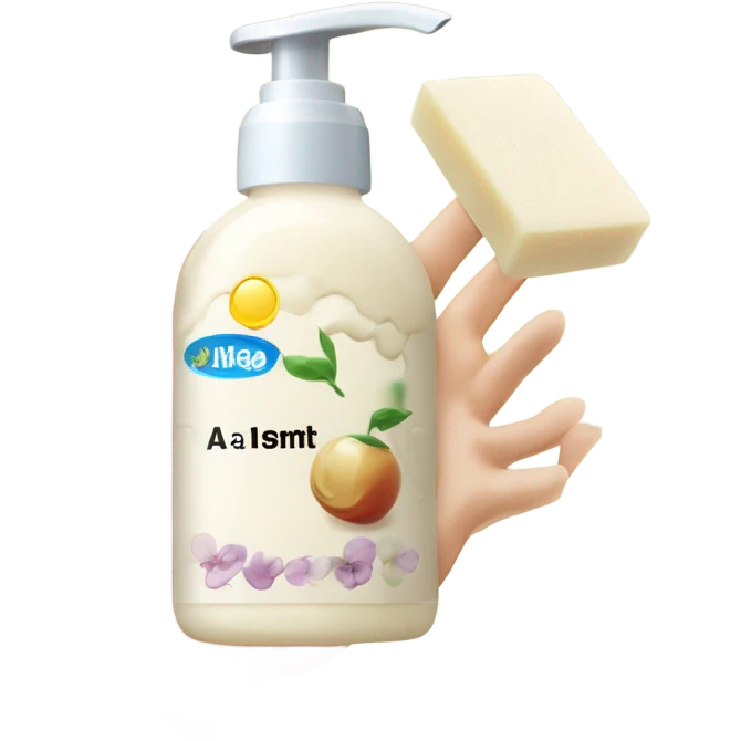 Hand soap that says a soap as the title and the ingredients ￼ emoji