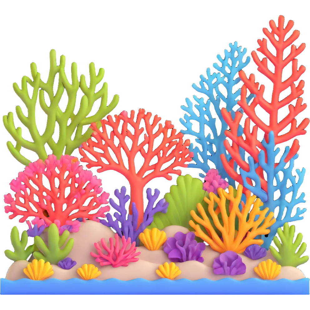 coral reef with colorful corals and sea plants emoji