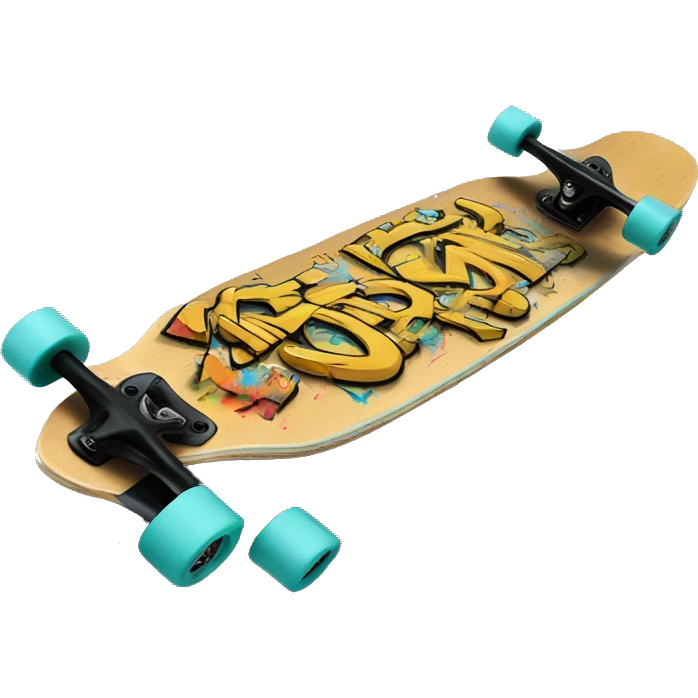 longboard with graffiti emoji
