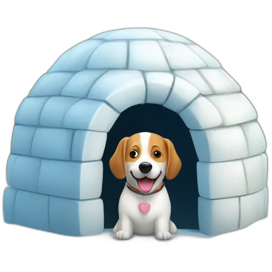 igloo with happy dog emoji
