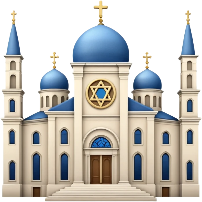 reform jewish synagogue similar in architecture to historical churches in milano (pretty and magnificent), white in color, in ios emoji style emoji