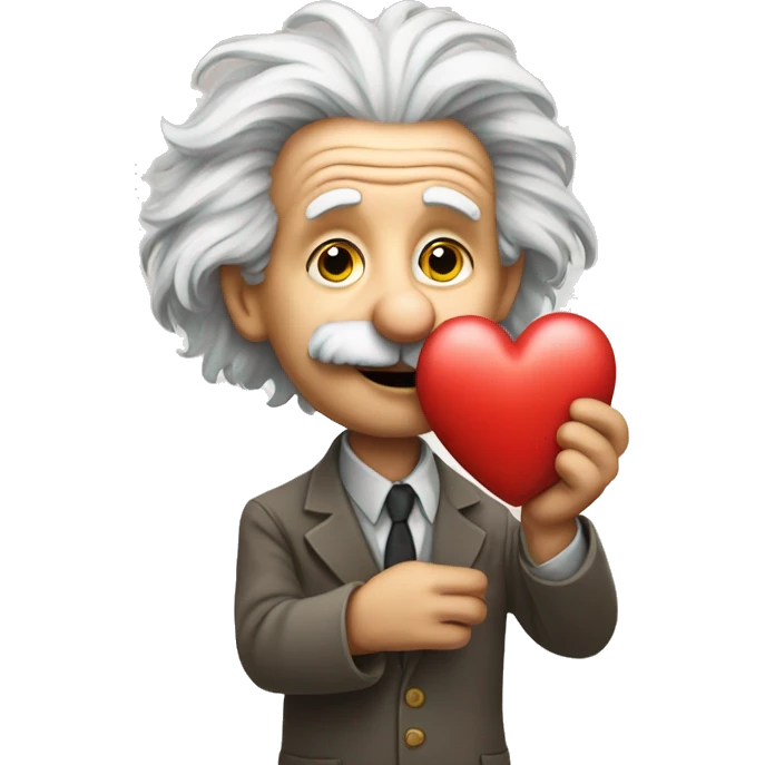 albert einstein holds heart in one hand emoji