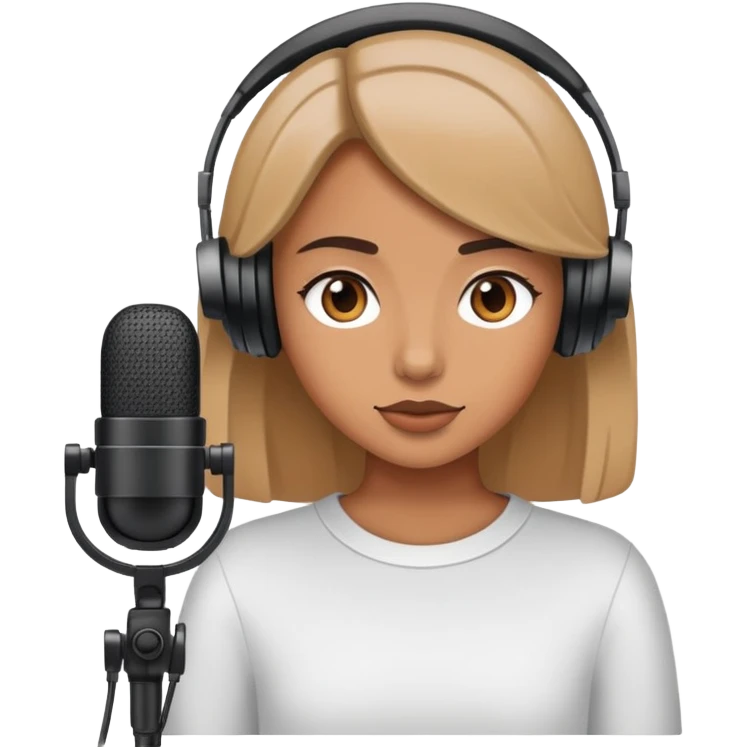 A girl recording her podcast  emoji