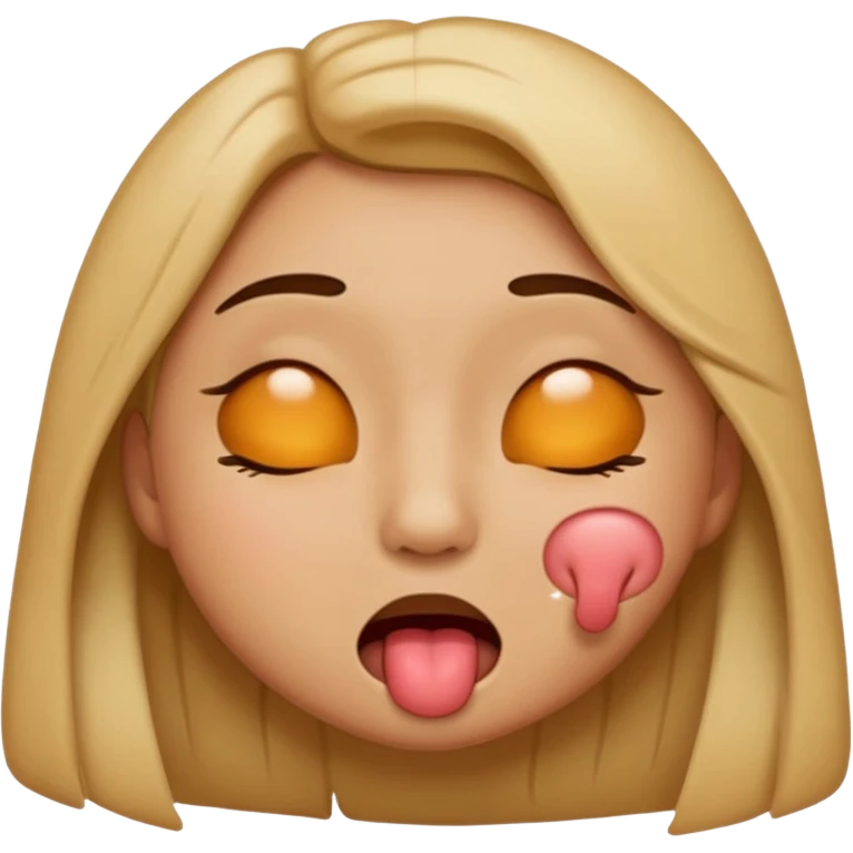 Emoji with closed eyes and biting lip, air humping emoji