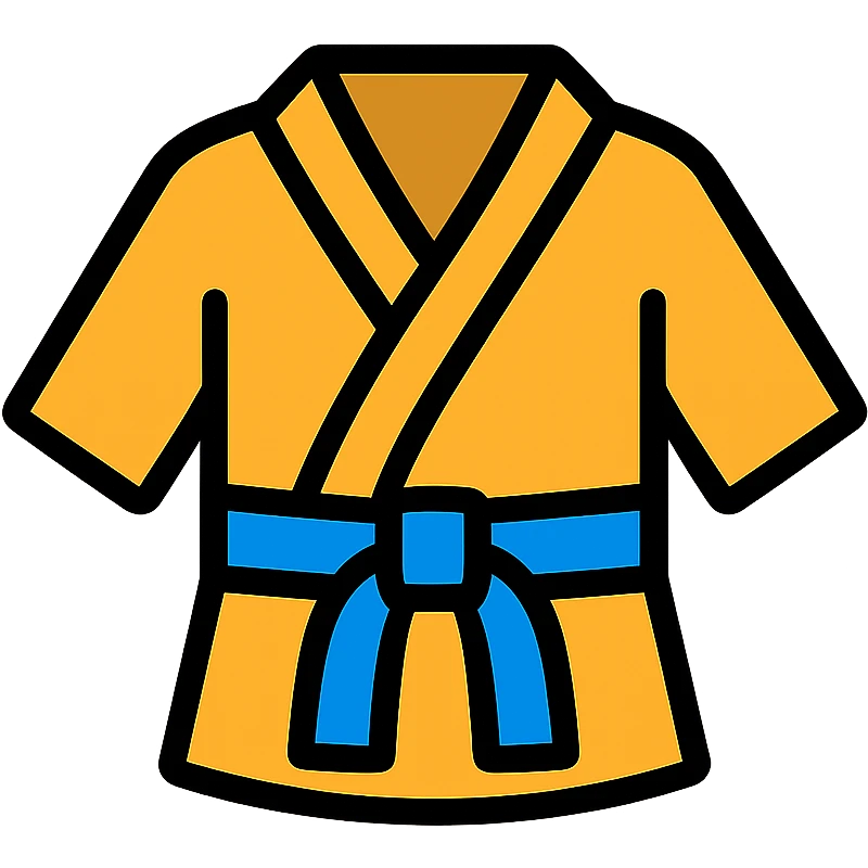 Martial arts uniform with blue belt emoji