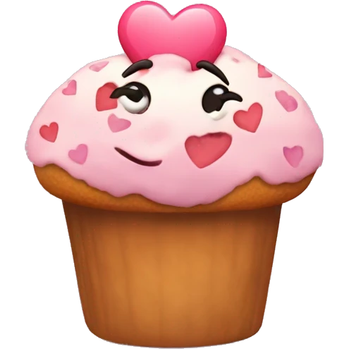 A muffin with hearts on it emoji