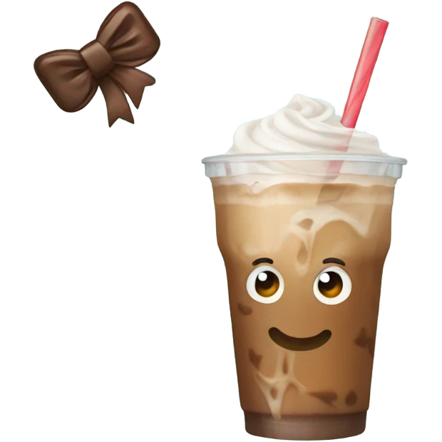 Ice coffee with a bow on it  emoji