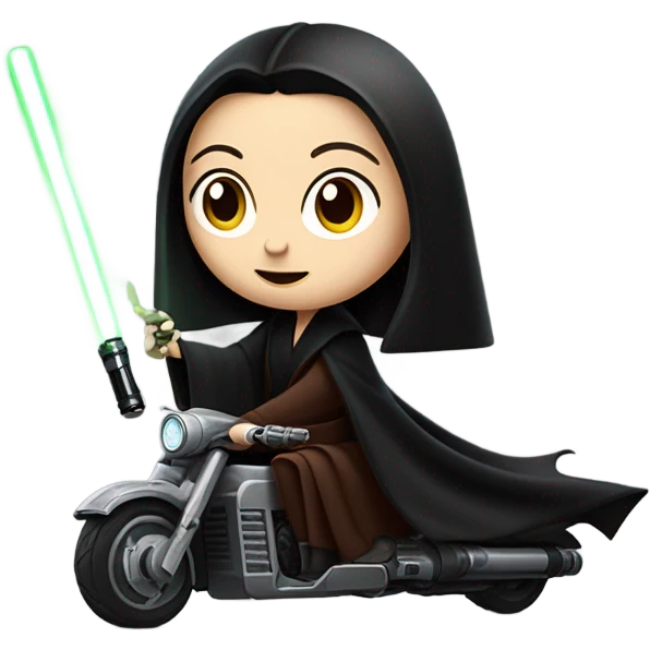 Jedi teen Morticia Addams racing on a red imperial patrol speeder  emoji