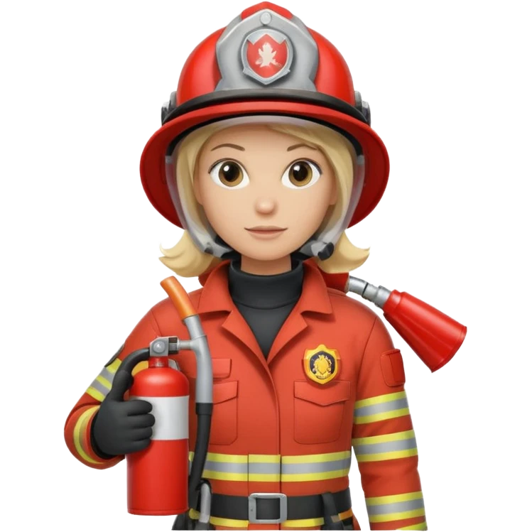 Firefighter with respiratory protection, blonde female, with fire extinguisher emoji