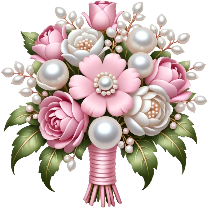 baby pink and white embellished pearl baroque flower bouquet emoji