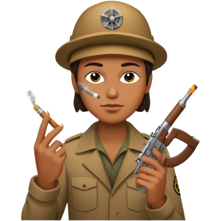 Person wearing a turbine smoking a ciggerate and holding an ak47 emoji