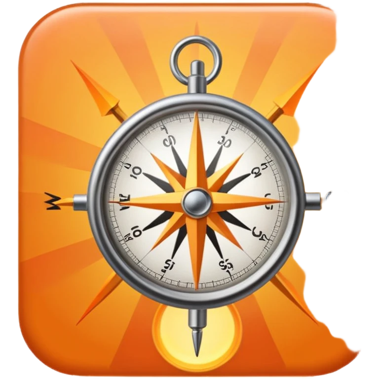 Minimalist emoji of a compass needle snapping firmly toward one direction with a soft sunrise glow behind it, symbolising decisive focus and a new disciplined beginning. Transparent background. emoji