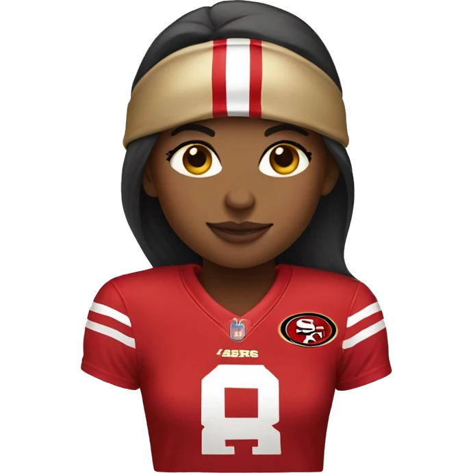 Girl wearing 49ers gear emoji