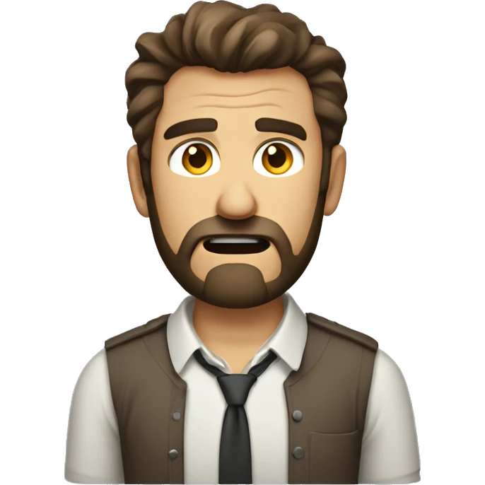 angry man with a beard and short scruffy medium brown hair wearing a buttoned shirt emoji