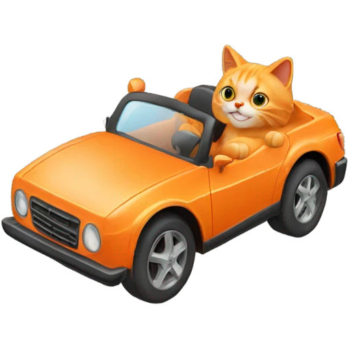 Orange cat driving a car emoji