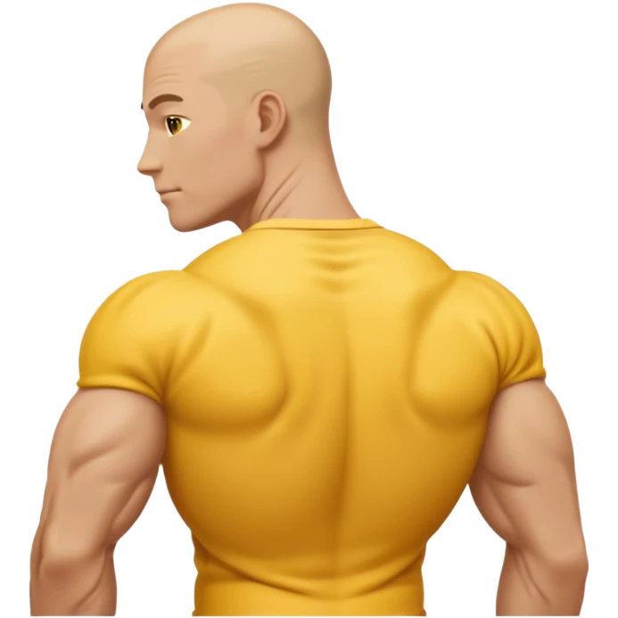 Emoji of Shoulders Muscle from side view, the human is yellow like on iphones. He has big shoulders. His skin is completely yellow and has no hair or facial expressions and has no clothing. emoji