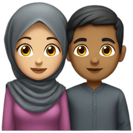 Hijabi girl with Hindu boy  emoji