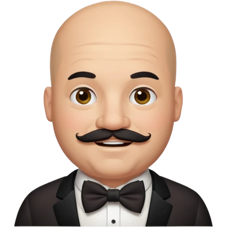 fat Bald guy with thick black mustache & bow tie emoji