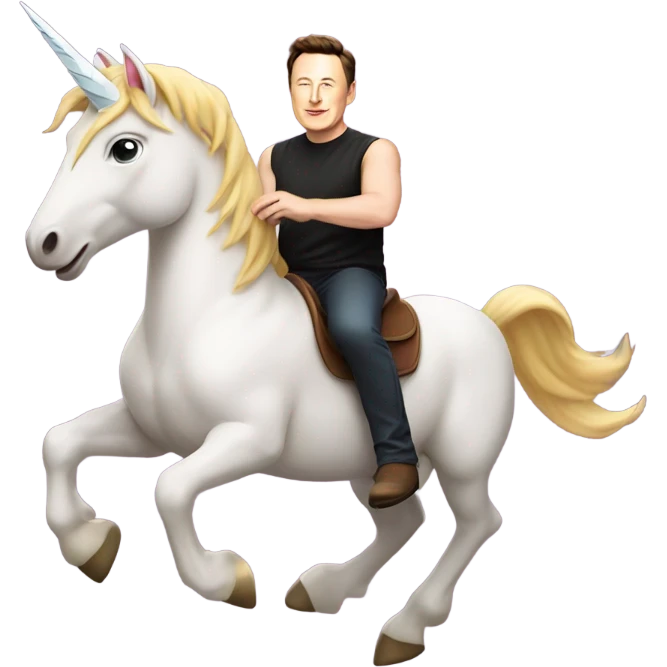 Elon riding unicorn shirtless emoji