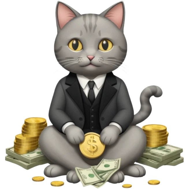 cat mafia corleone sitting on money emoji