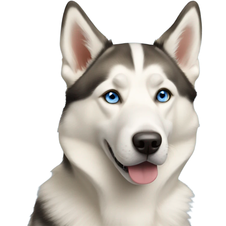 Yellow and white husky and shepherd mix dog blue eyes emoji