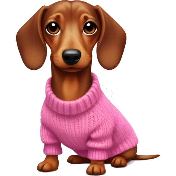 Daschund in pink sweater emoji