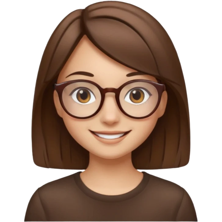 A girl with straight brown hairs and beige roundish glasses emoji