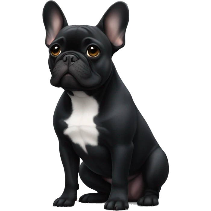 An all-black French bulldog with a white breast emoji